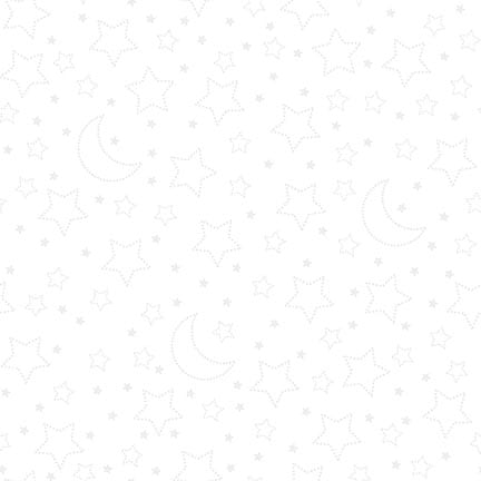 Stars and Moons on White - Moonlit Dreams Cotton Print Fabric - per half metre