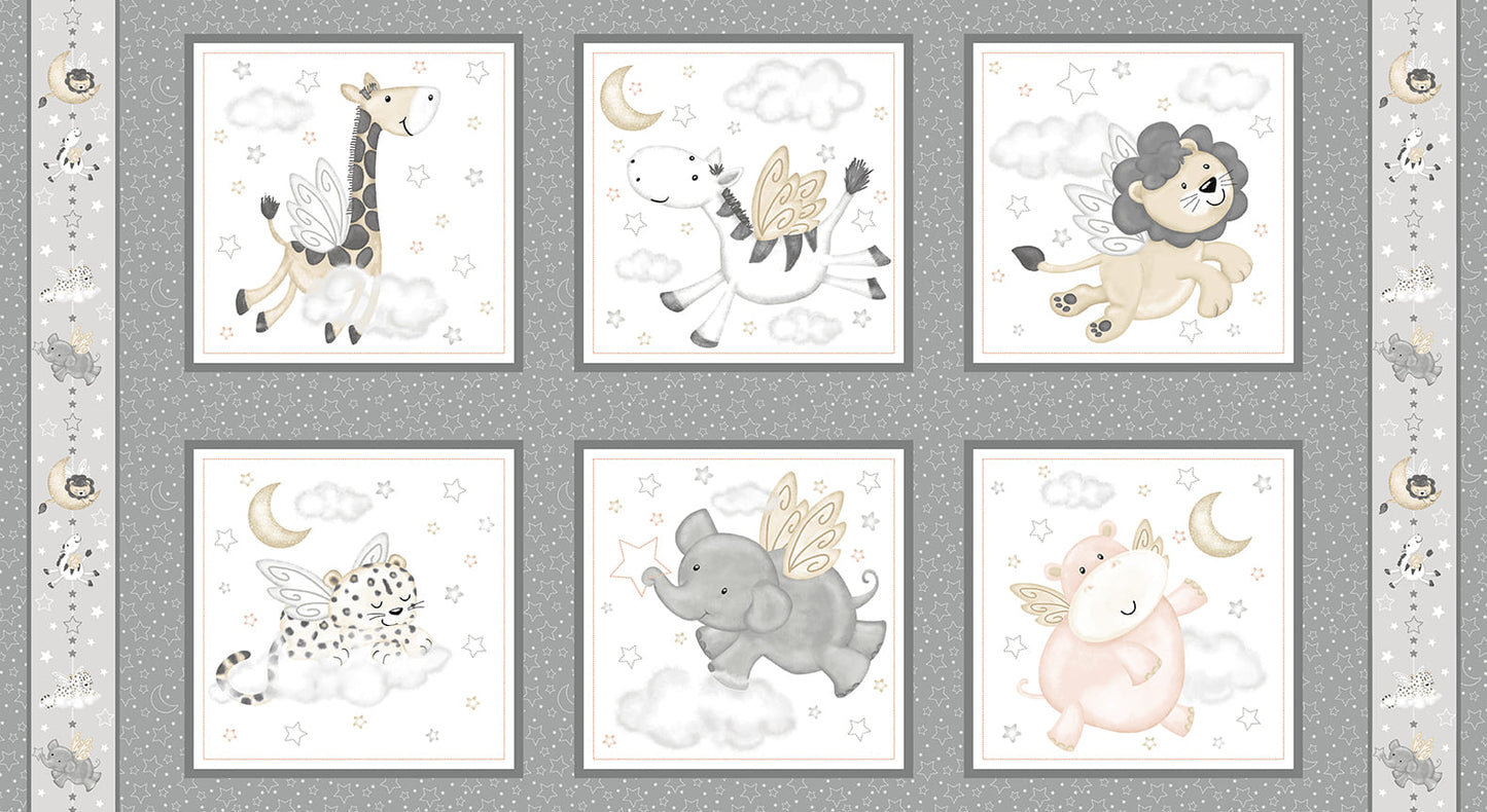 Animal Blocks - Moonlit Dreams Cotton Print Fabric - per panel