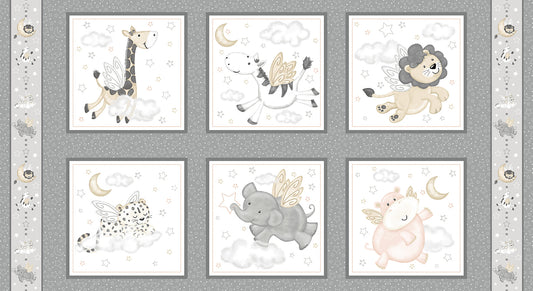 Animal Blocks - Moonlit Dreams Cotton Print Fabric - per panel