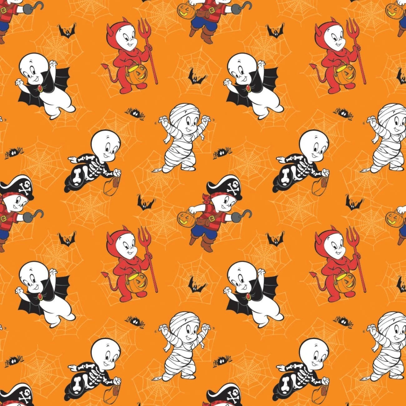 Casper Costume Fun - Character Halloween Cotton Print Fabric - End of Bolt 130cm