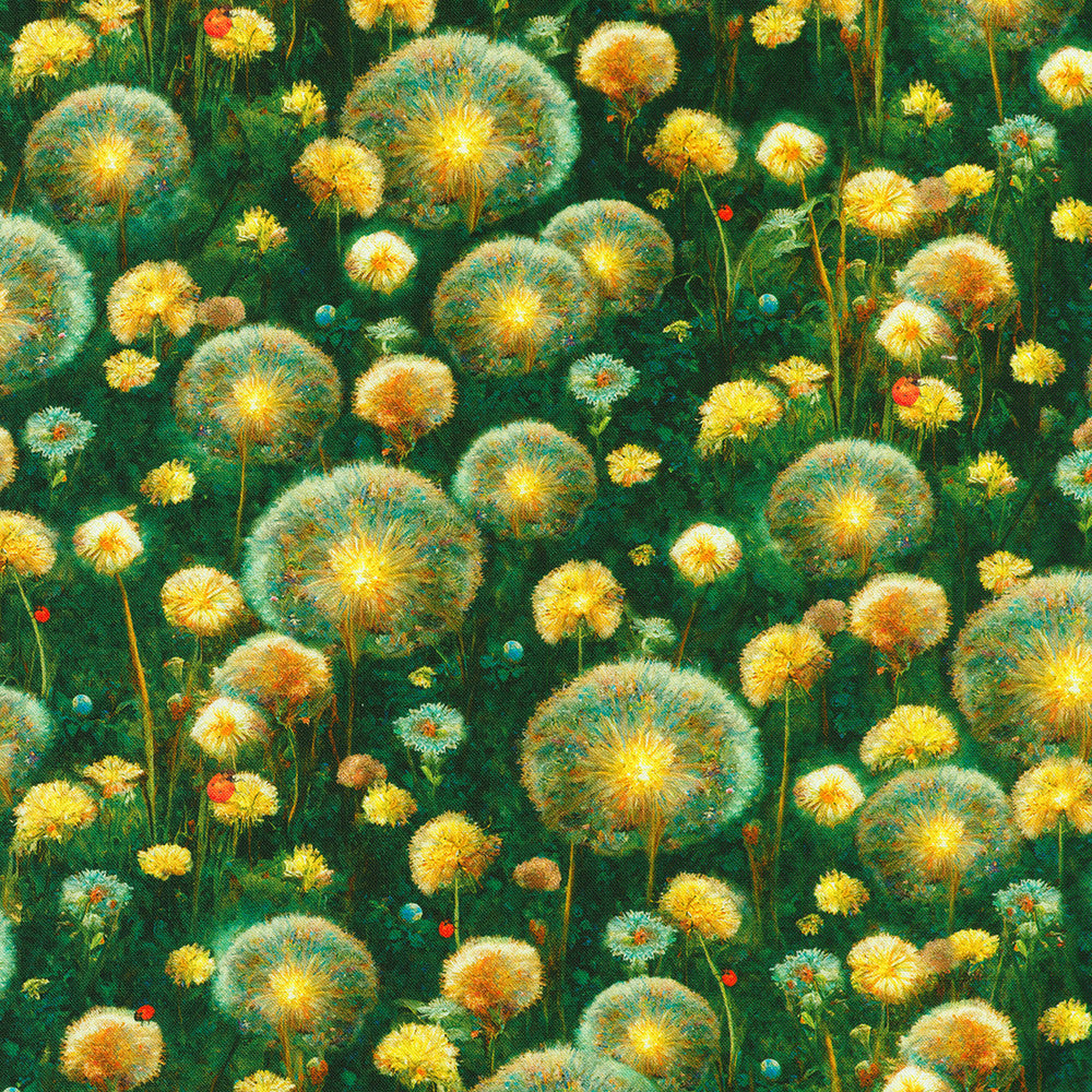 Dandelions - Night Fable Cotton Print Fabric - per half metre
