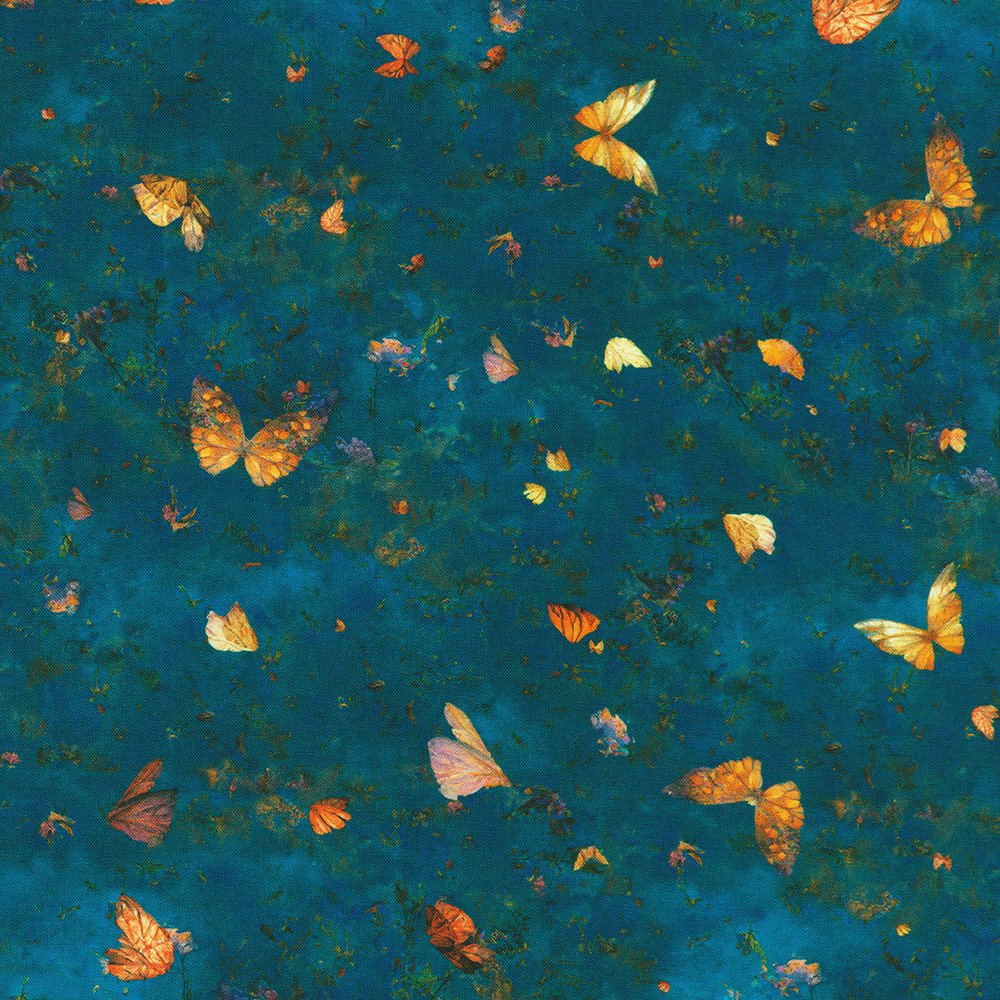 Butterflies - Night Fable Cotton Print Fabric - per half metre