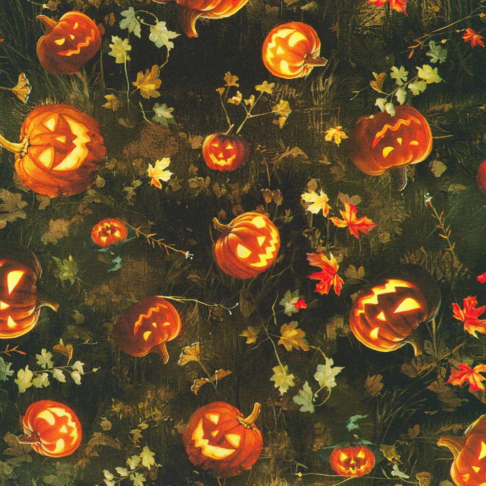 Pumpkins on Earth - Moon Spell Cotton Print Fabric - per half metre