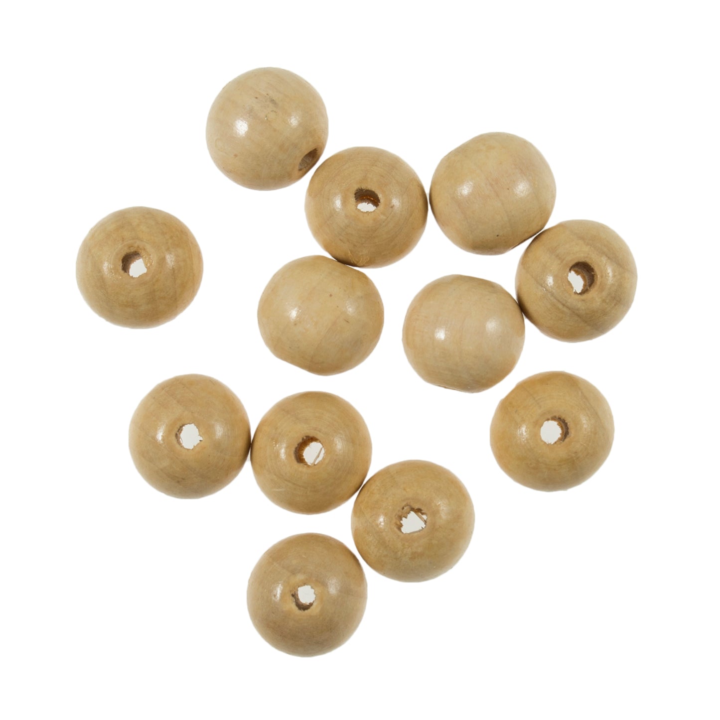 Beads: Beech Wood: 15mm: Packs of 12