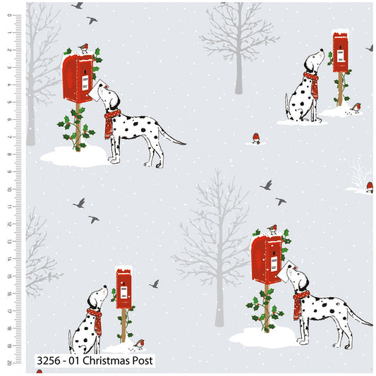 Christmas Pets Cotton Print - Christmas Post - per half metre
