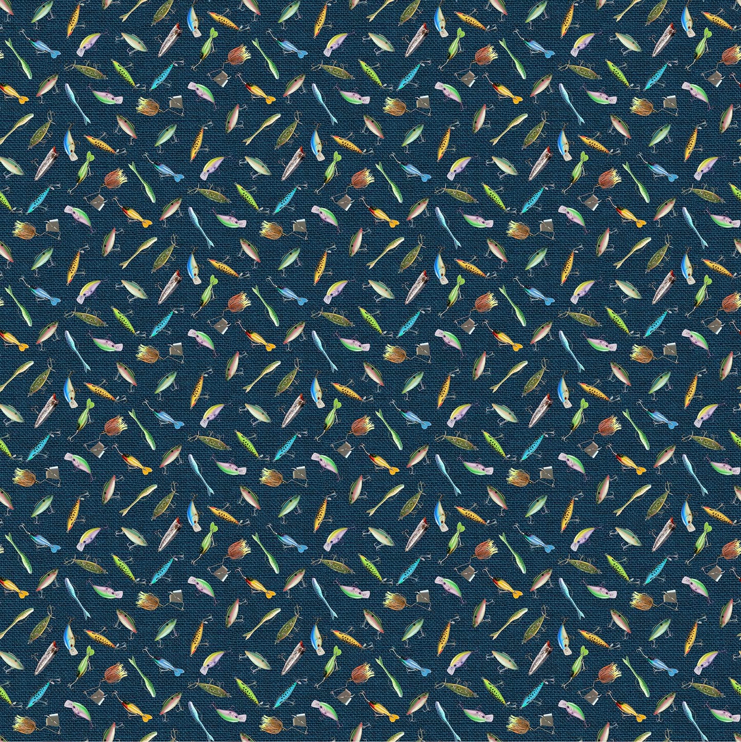 Lures - Hooked Cotton Print Fabric - per half metre