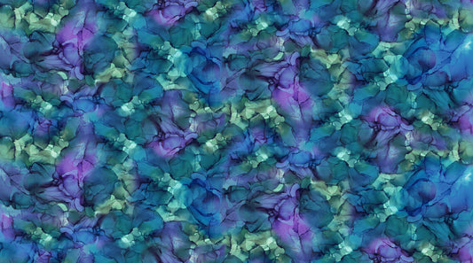 Water Texture Teal Multi - Whale Song Cotton Print Fabric - per half metre