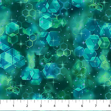 Hexie Texture Green - Night Vision Cotton Print Fabric - per half metre