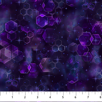 Hexie Texture Purple - Night Vision Cotton Print Fabric - per half metre