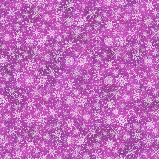 Snowflakes on Fuchsia - Angels on High Cotton Print Fabric - per half metre