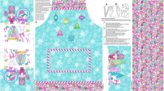 Apron Panel - Merry and Bright Cotton Print Fabric - per panel