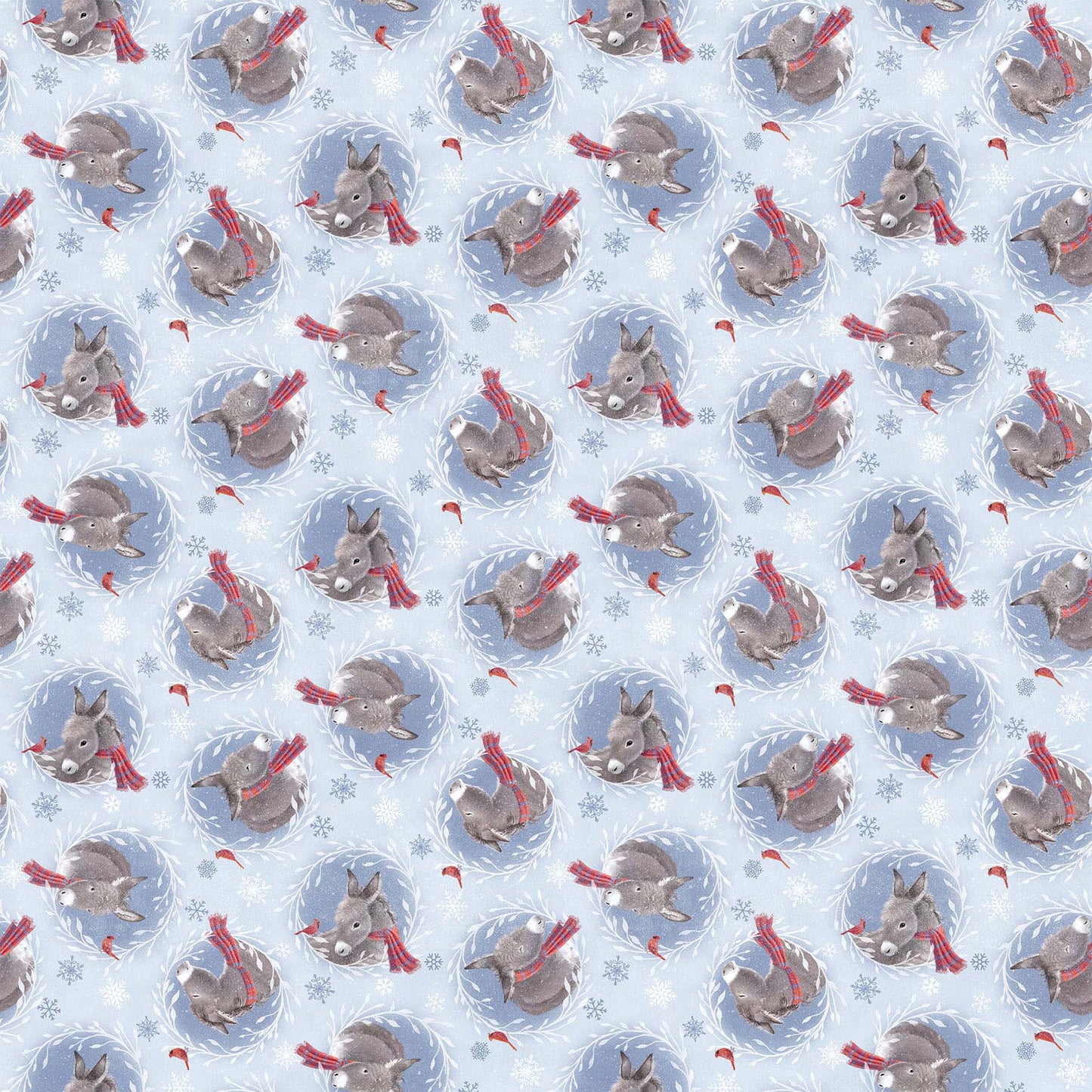 Donkey Toss - Little Donkey's Christmas Cotton Flannel Fabric - per half metre