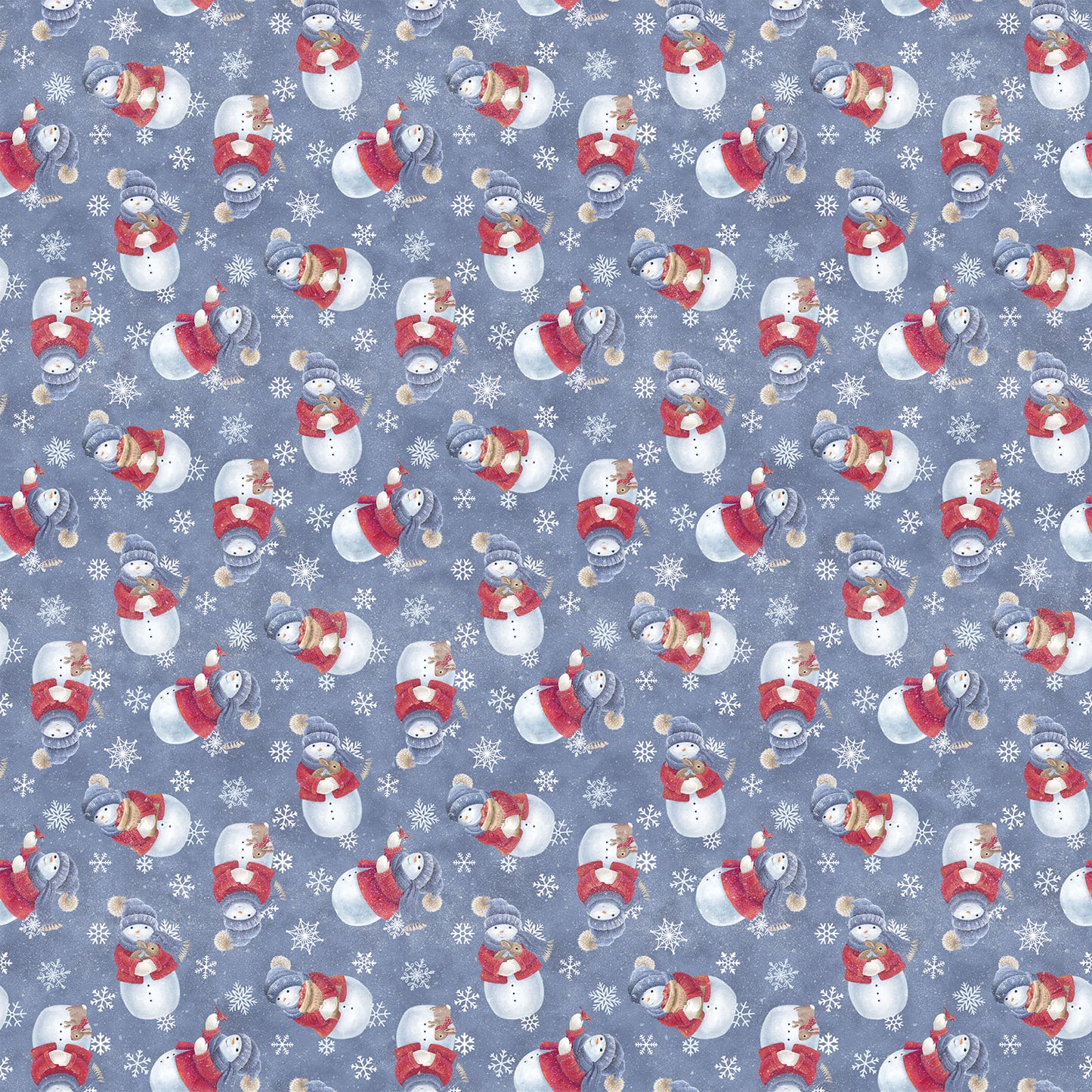 Snowman Toss - Little Donkey's Christmas Cotton Flannel Fabric - per half metre