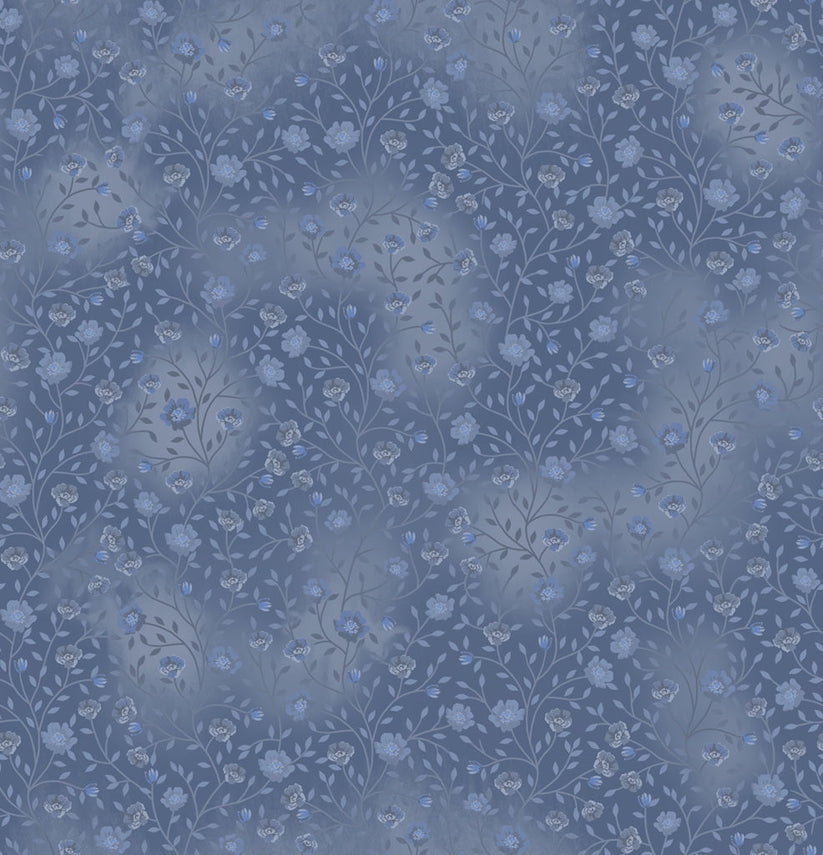 Indigo 14 - Fin Fabrics Bloom & Blend Cotton Print Fabric - per half metre