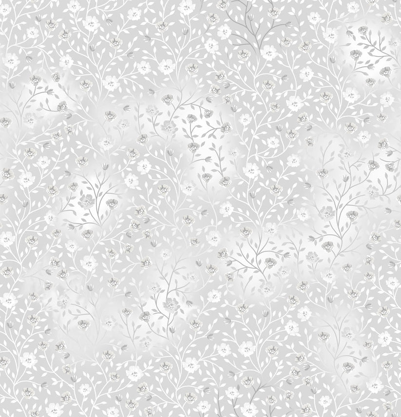 White 5 - Fin Fabrics Bloom & Blend Cotton Print Fabric - per half metre
