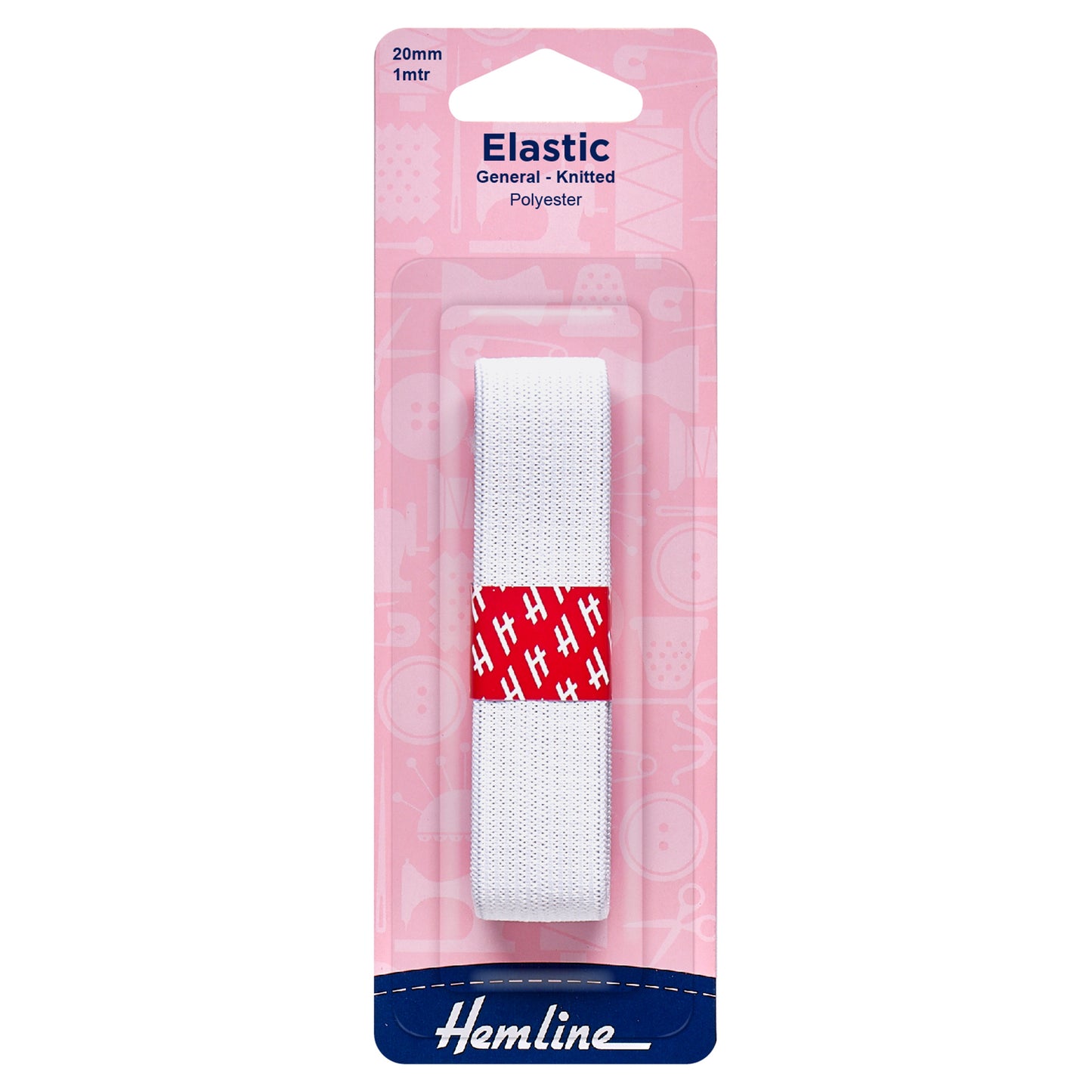 20mm White General Purpose Knitted Elastic - Hemline