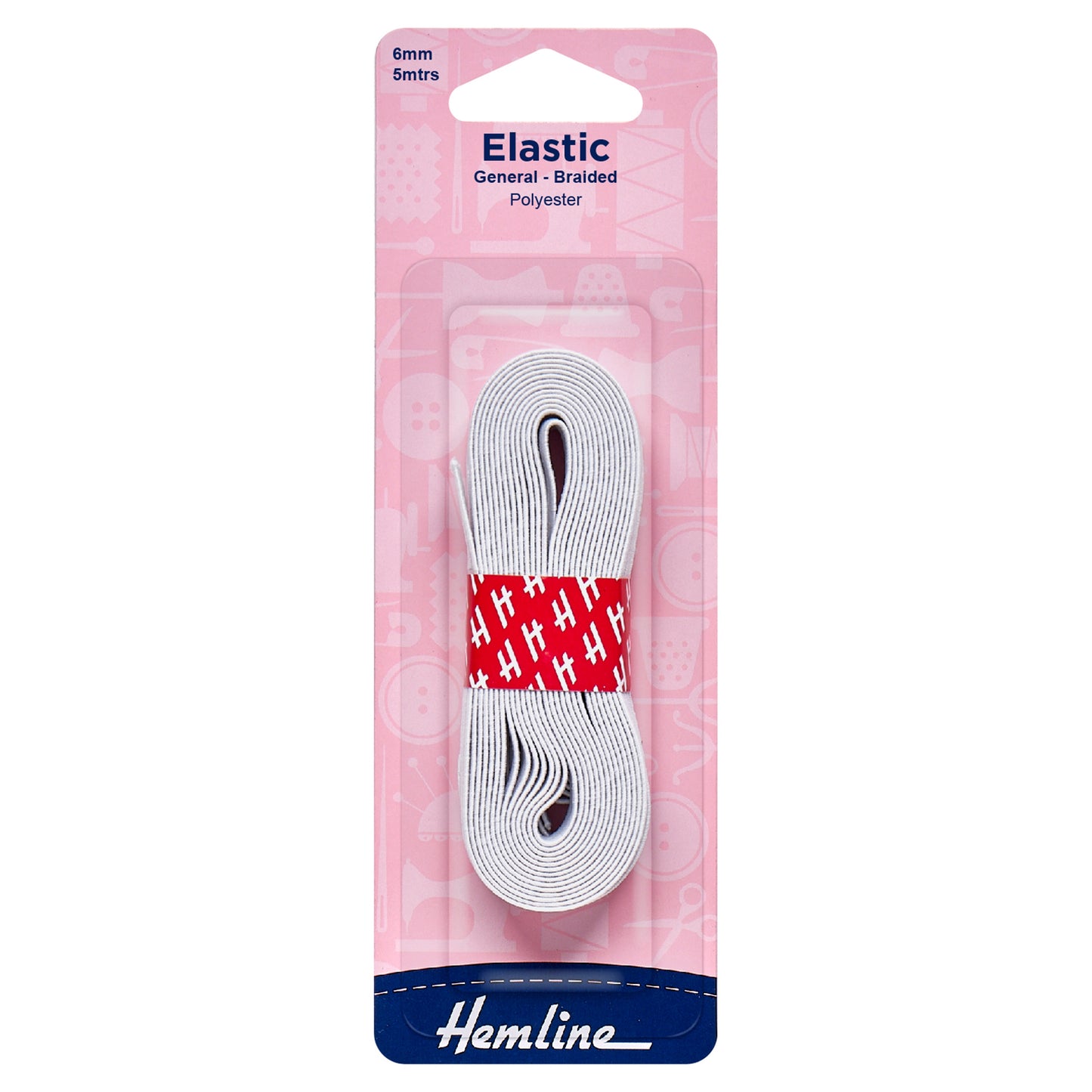 6mm White General Purpose Braided Elastic - Hemline