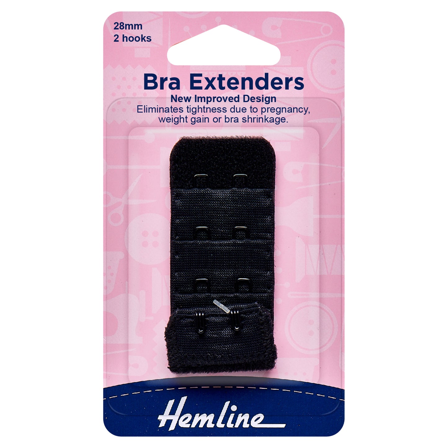 28mm Black Bra Extender - Hemline