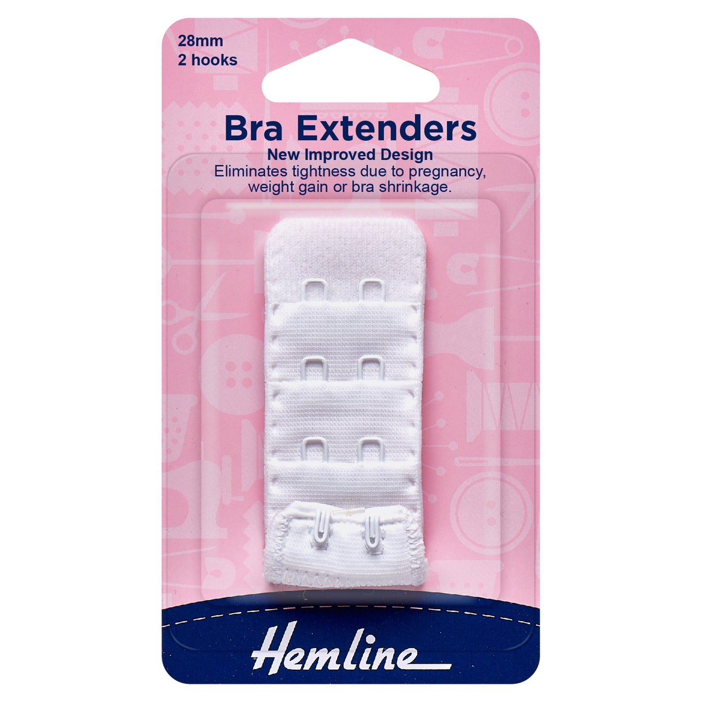 28mm White Bra Extender - Hemline