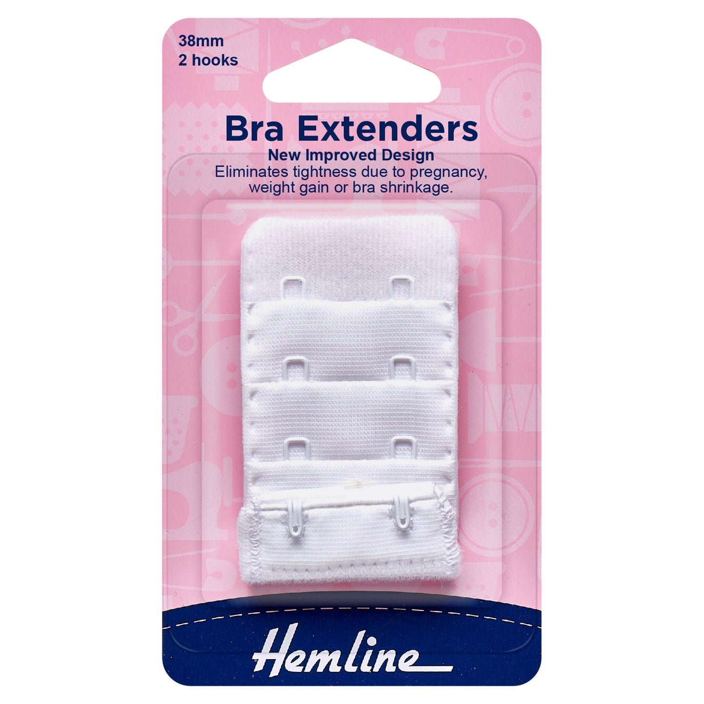 38mm White Bra Extender - Hemline