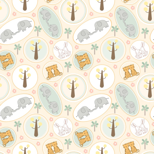 Animal Pairs - Callie's Choice Cotton Print Fabric - per half metre