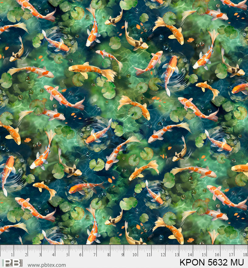 Koi - Koi Pond Cotton Print Fabric - per half metre