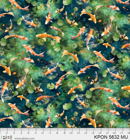 Koi - Koi Pond Cotton Print Fabric - per half metre