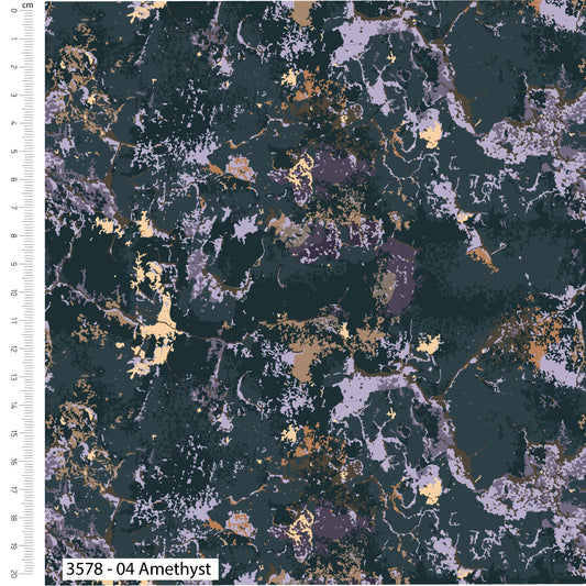 Amethyst - Lavish Layers Cotton Print Fabric - per half metre