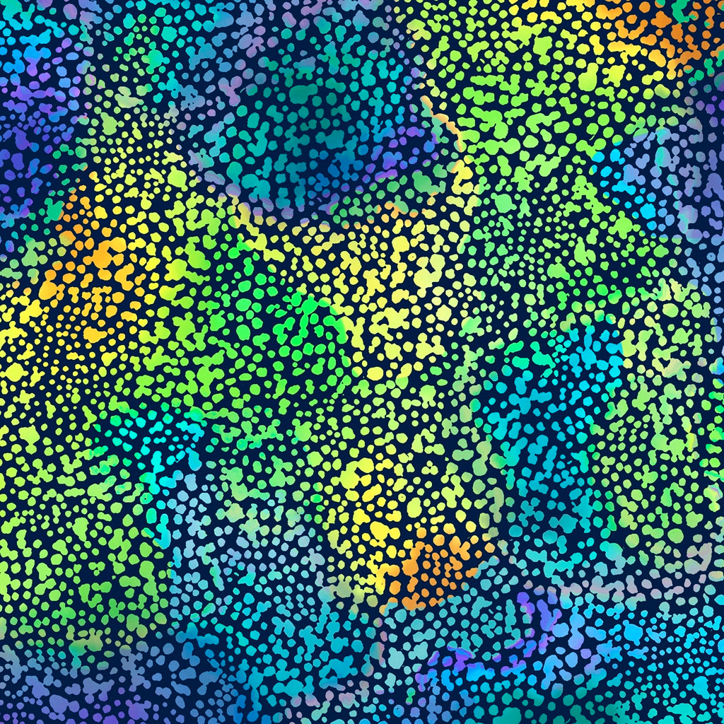 Rainbow Dots in Cool Tones - Color Burst Cotton Print Fabric - per half metre