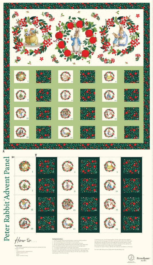 Christmas Advent - Christmas Orchard - Peter Rabbit Cotton Print Fabric - per panel