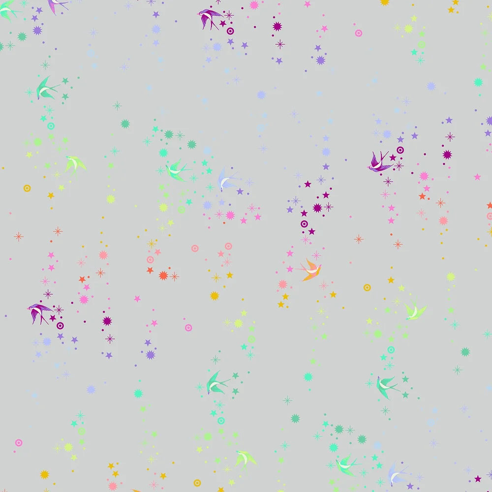 Fairy Dust Fog - Graywork Tula Pink Cotton Print Fabric - per half metre