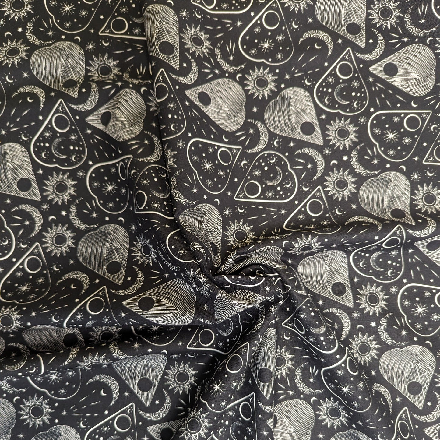 Astrology - Gothic Halloween Cotton Print Fabric - End of Bolt 55cm