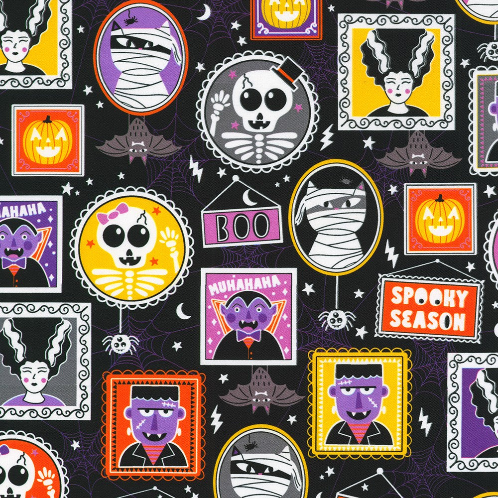 Spooky Portaits - Lights Out Cotton Print Fabric - per half metre