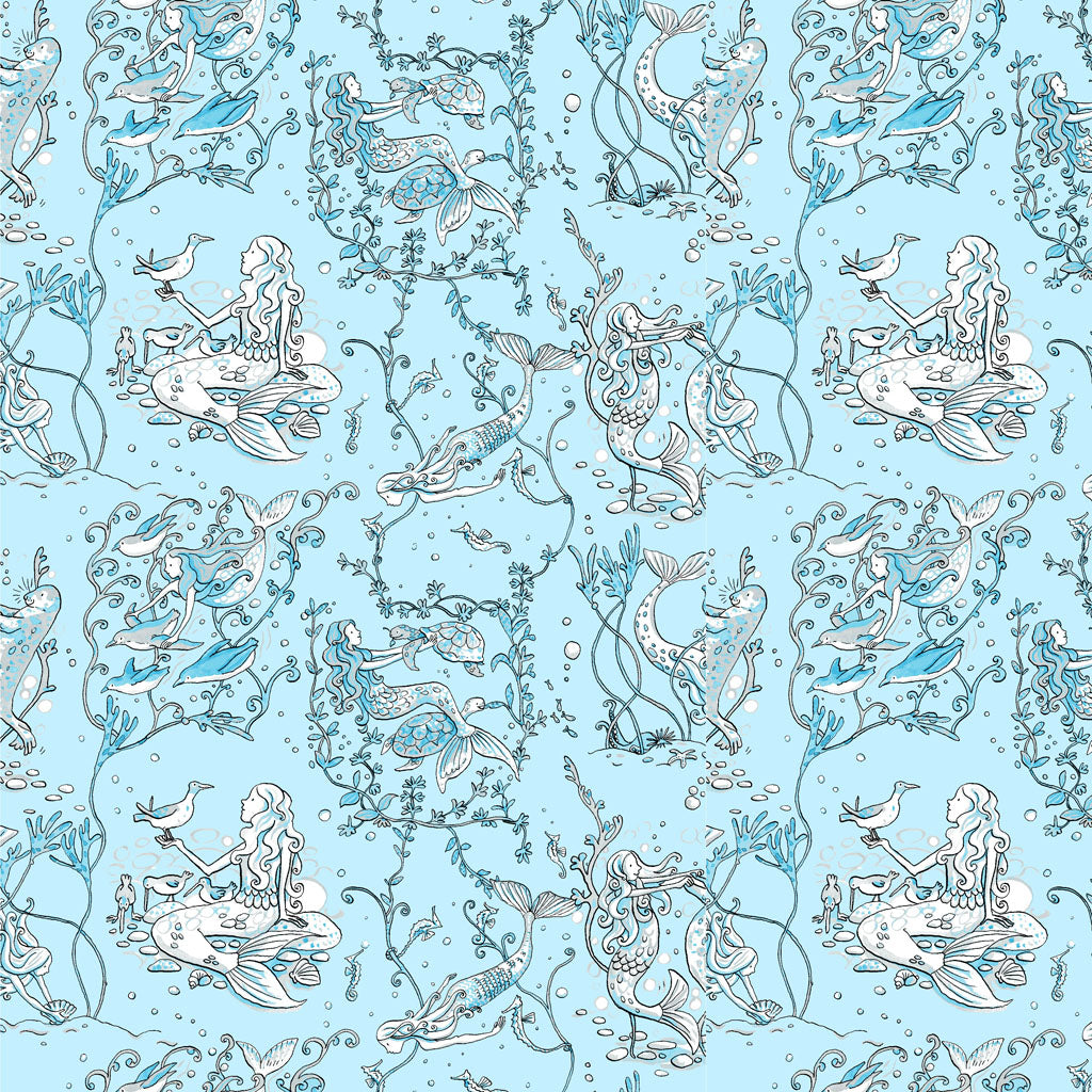 Mermaids - Sandy Toes Cotton Print Fabric - per half metre