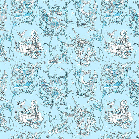 Mermaids - Sandy Toes Cotton Print Fabric - per half metre