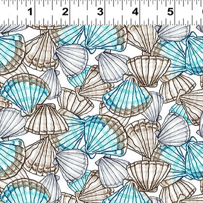 Shells - Sandy Toes Cotton Print Fabric - per half metre
