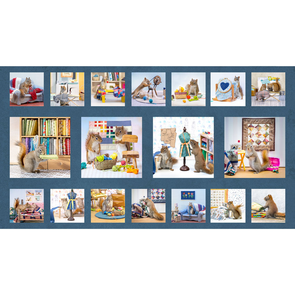 Blocks - The Secret Life of Squirrels IV Cotton Print Fabric - per panel
