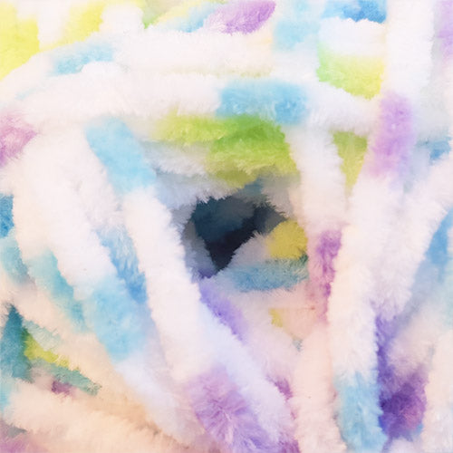 blue green and purple spot shade of James C Brett's Flutterby yarn