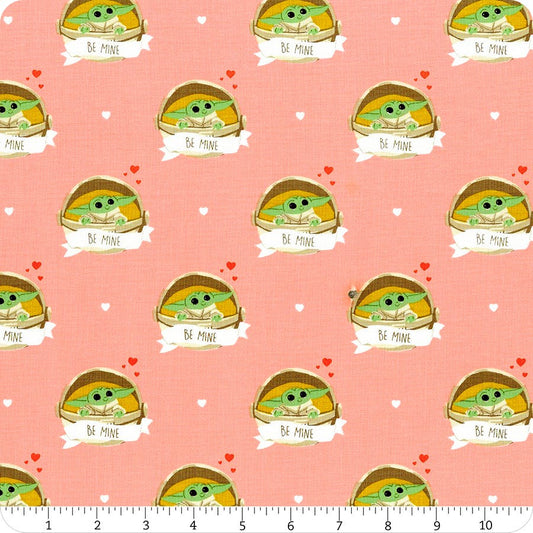 Grogu (Baby Yoda) Be Mine - Character Valentines Cotton Print Fabric - per half metre
