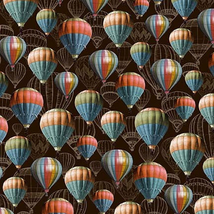 Safari Flight on Chocolate - Safari Cotton Print Fabric - per half metre