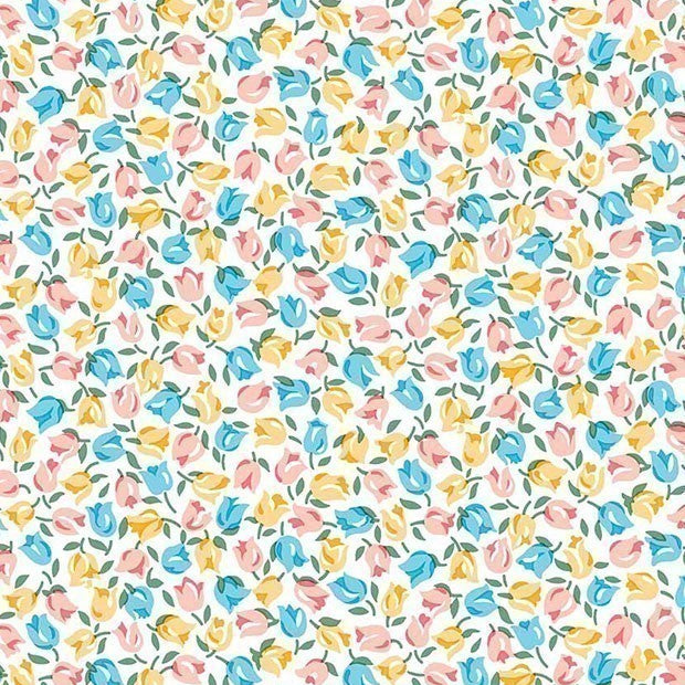 Tiny Tulips - London Parks Cotton Print Fabric - End of Bolt 120cm