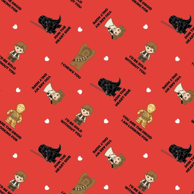 Star Wars - Character Valentines Cotton Print Fabric - per half metre