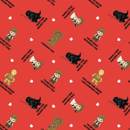 Star Wars - Character Valentines Cotton Print Fabric - per half metre