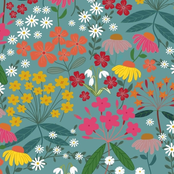 Stourhead Garden on Ocean Blue - Sewing Sanctuary Cotton Print Fabric - per half metre