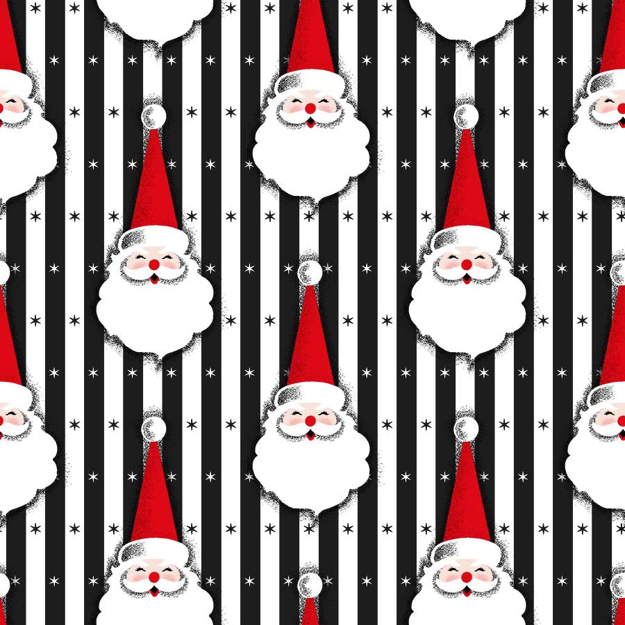 Christmas Magic Cotton Print - Mid Mod Santa Stripe