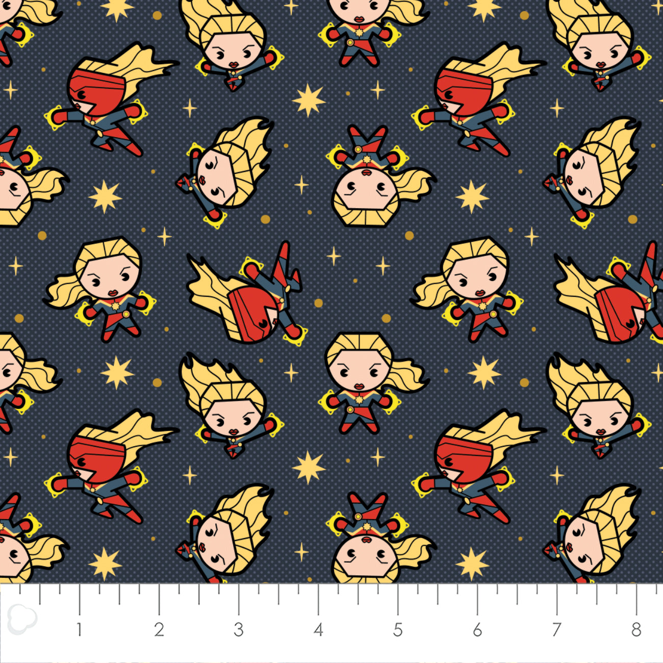 Marvel Kawaii - Captain Marvel - Cotton Print Fabric