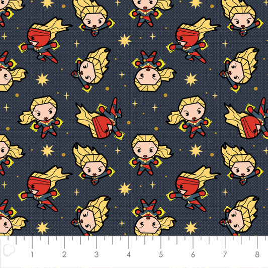 Marvel Kawaii - Captain Marvel - Cotton Print Fabric