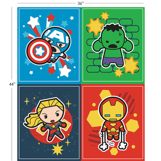Marvel Kawaii - Heroes Cotton Fabric Panel