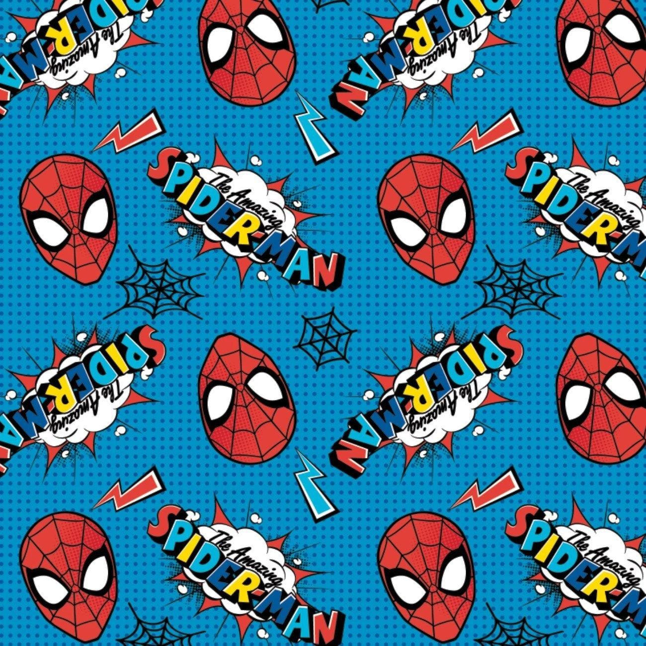 Marvel Kawaii Cotton Print - Spiderman Logo and Head Toss