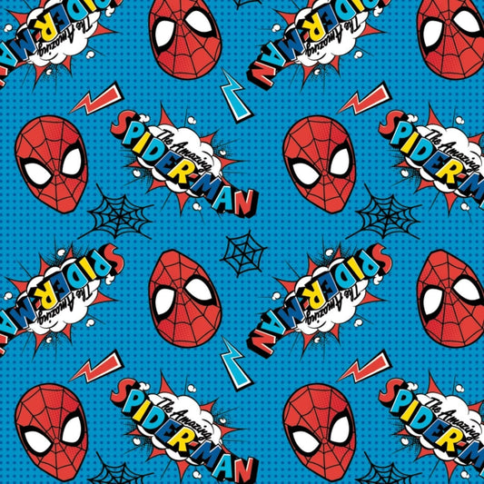 Marvel Kawaii Cotton Print - Spiderman Logo and Head Toss